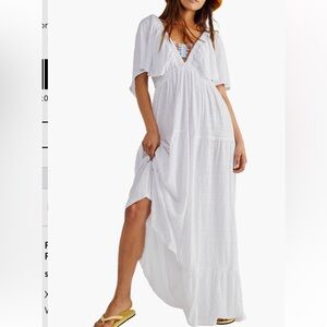 Free People free-est La La Tiered Flutter Sleeve Maxi Dress Size XL